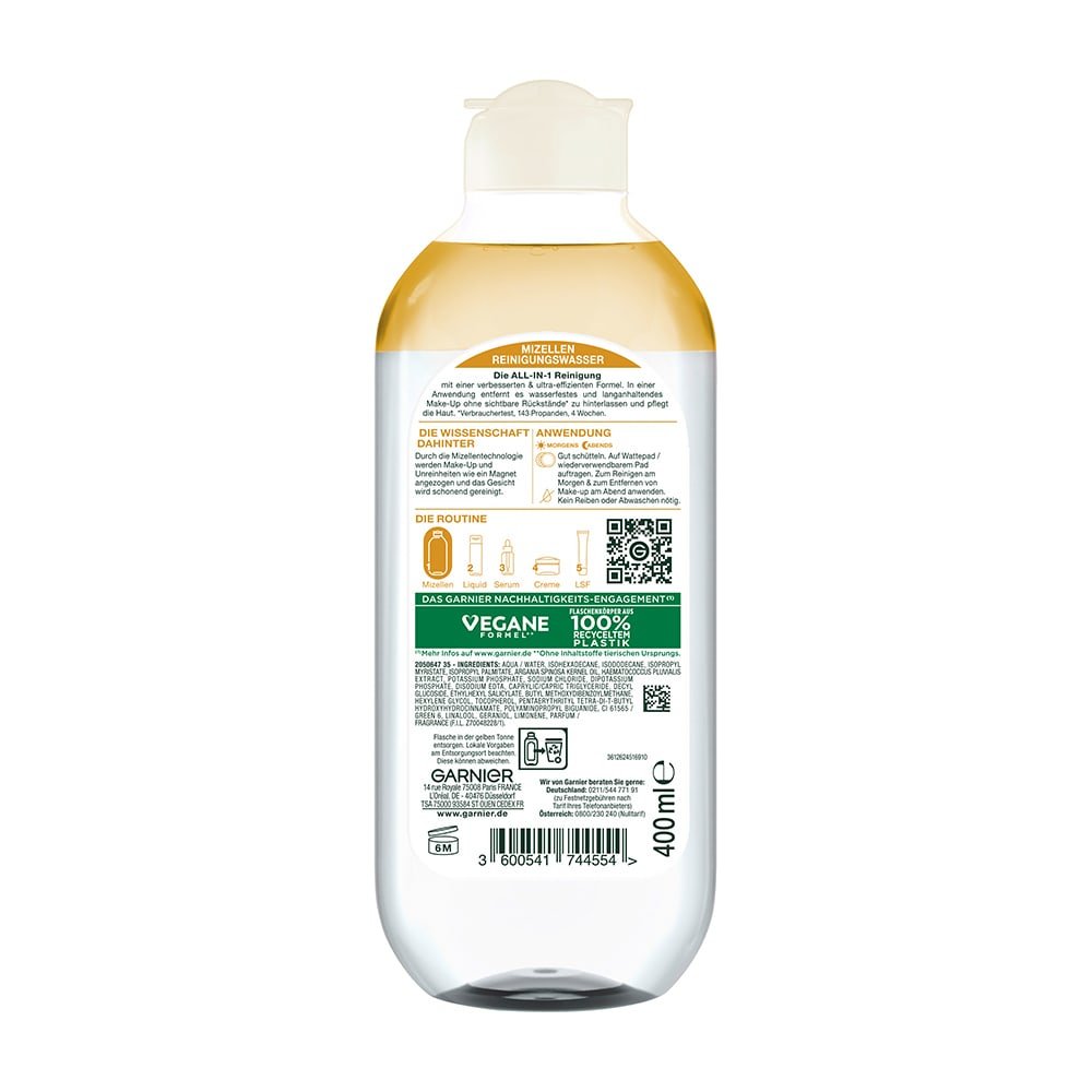 Garnier Mizellen Reinigungswasser All-in-1 Waterproof Rückseite